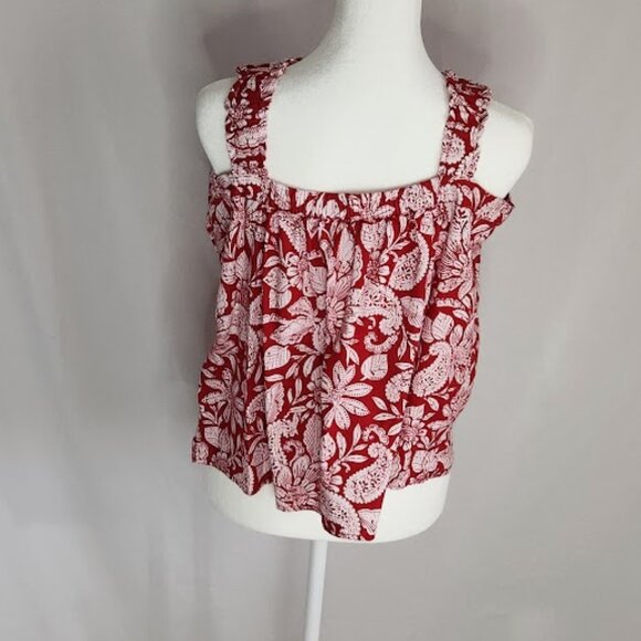 Loft Paisley Ruched Strap Cami, Size Large - Picture 7 of 13